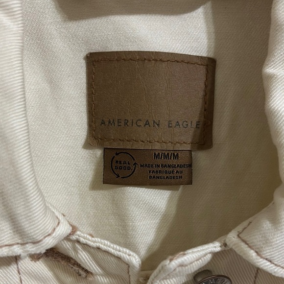 American Eagle Boyfriend Denim Jacket Women's Size M Bone Cream - Picture 2 of 9